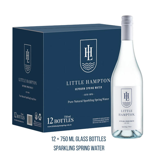 Little Hampton sparkling spring water 750mL glass bottle with carton packaging