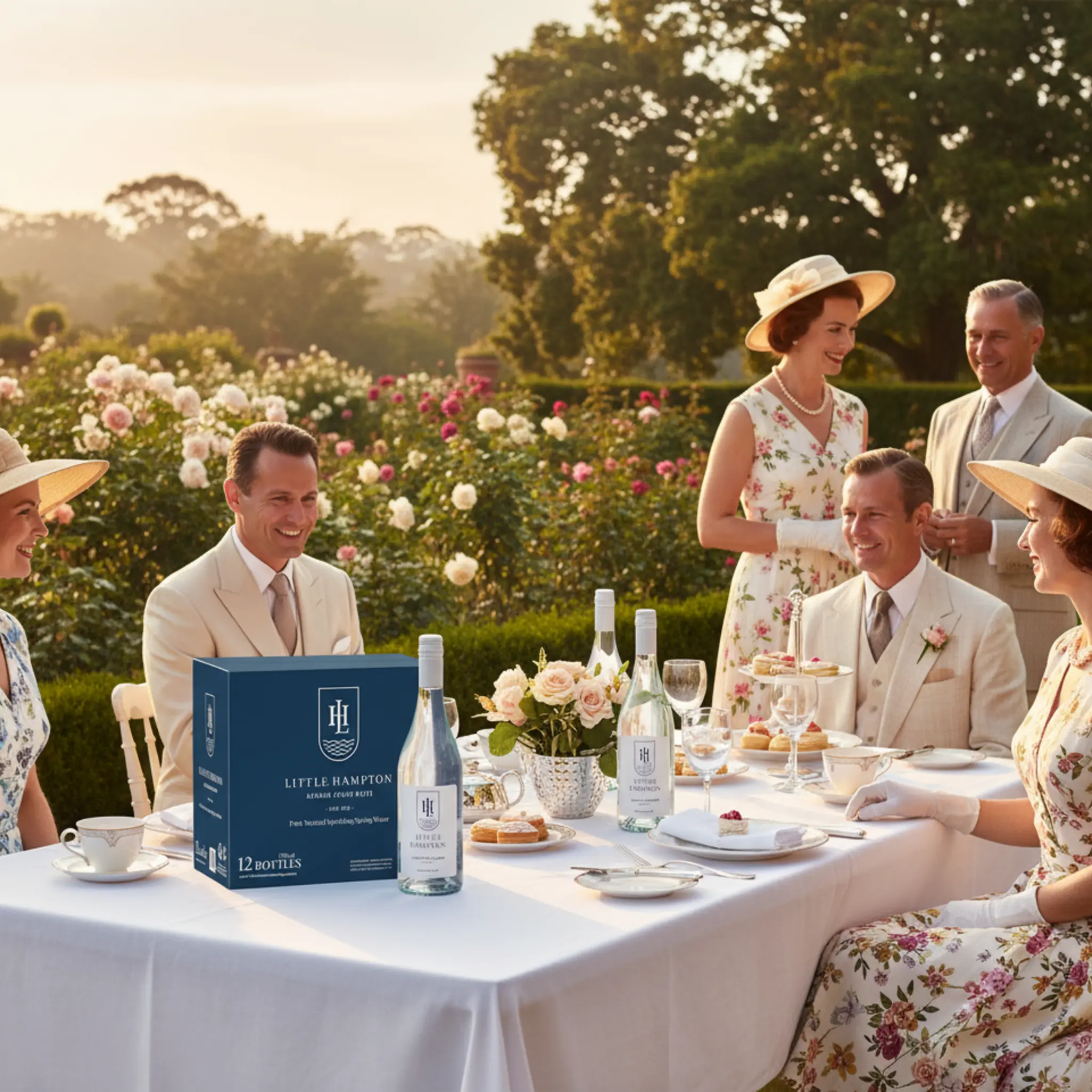 Little Hampton Sparkling Water 750ml luxury outdoor dining setting