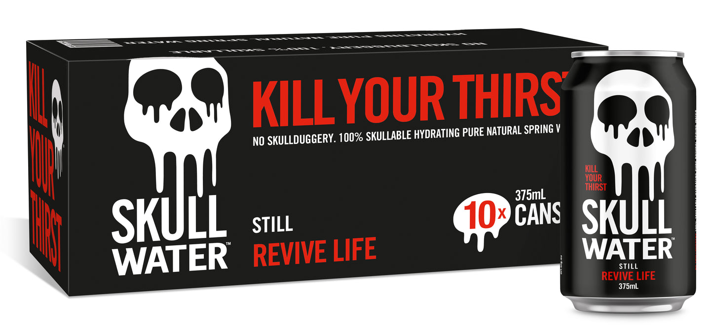 Skull Water Still Spring Water, 375ml Cans (10 Pack)