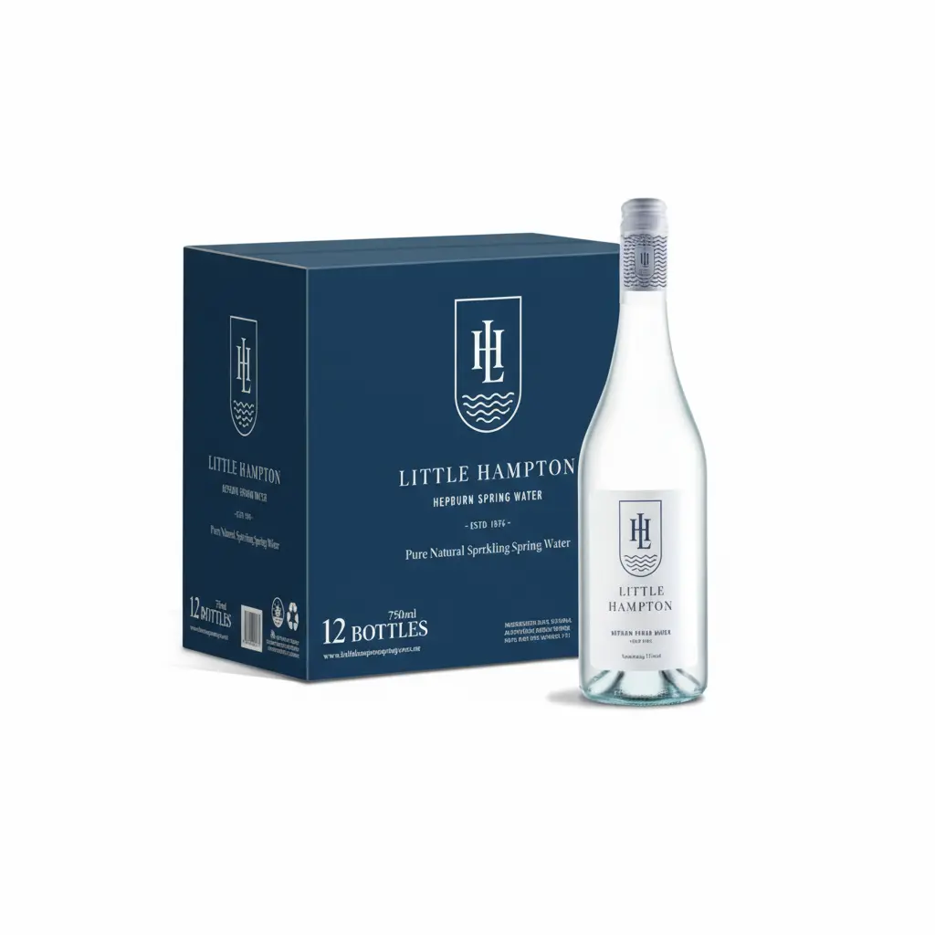 Little Hampton Sparkling Spring Water 750ml × 12 glass bottles with premium packaging box