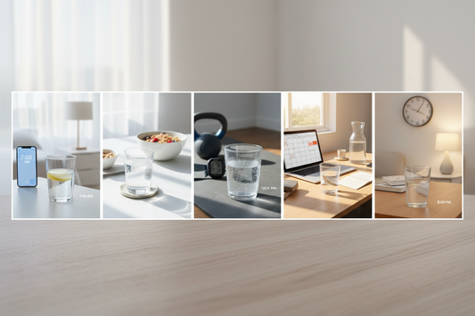 Daily hydration schedule showing optimal times to drink water throughout the day for maximum health benefits