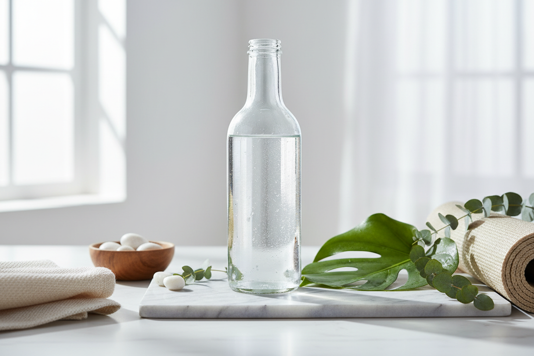 Little Hampton Spring Water glass bottle supporting hydration, muscle performance, and recovery through natural spring water