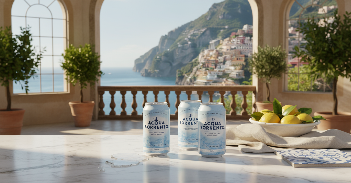 Acqua Sorrento sparkling spring water 375 mL cans in 10-pack – premium Australian water, Italian-inspired elegance