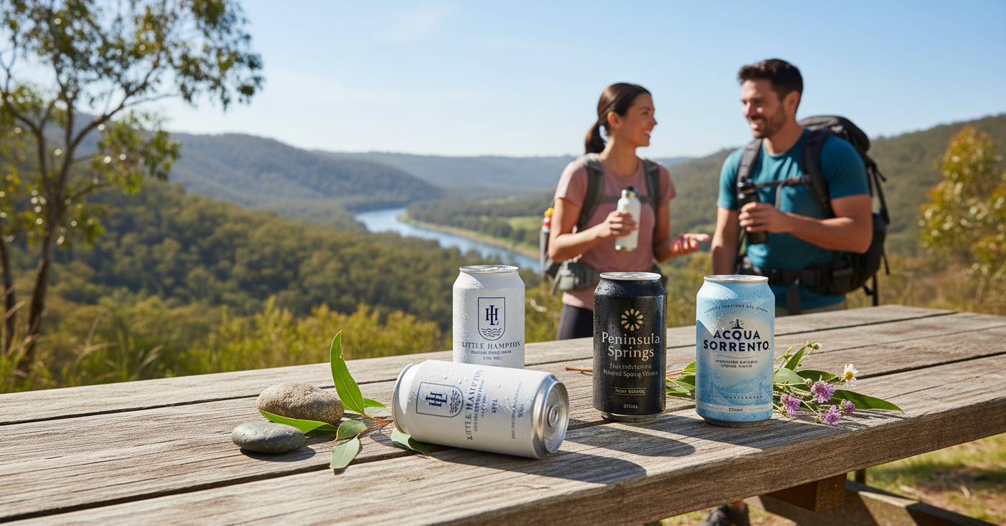 Australian spring water in premium recyclable aluminum cans - active lifestyle collection