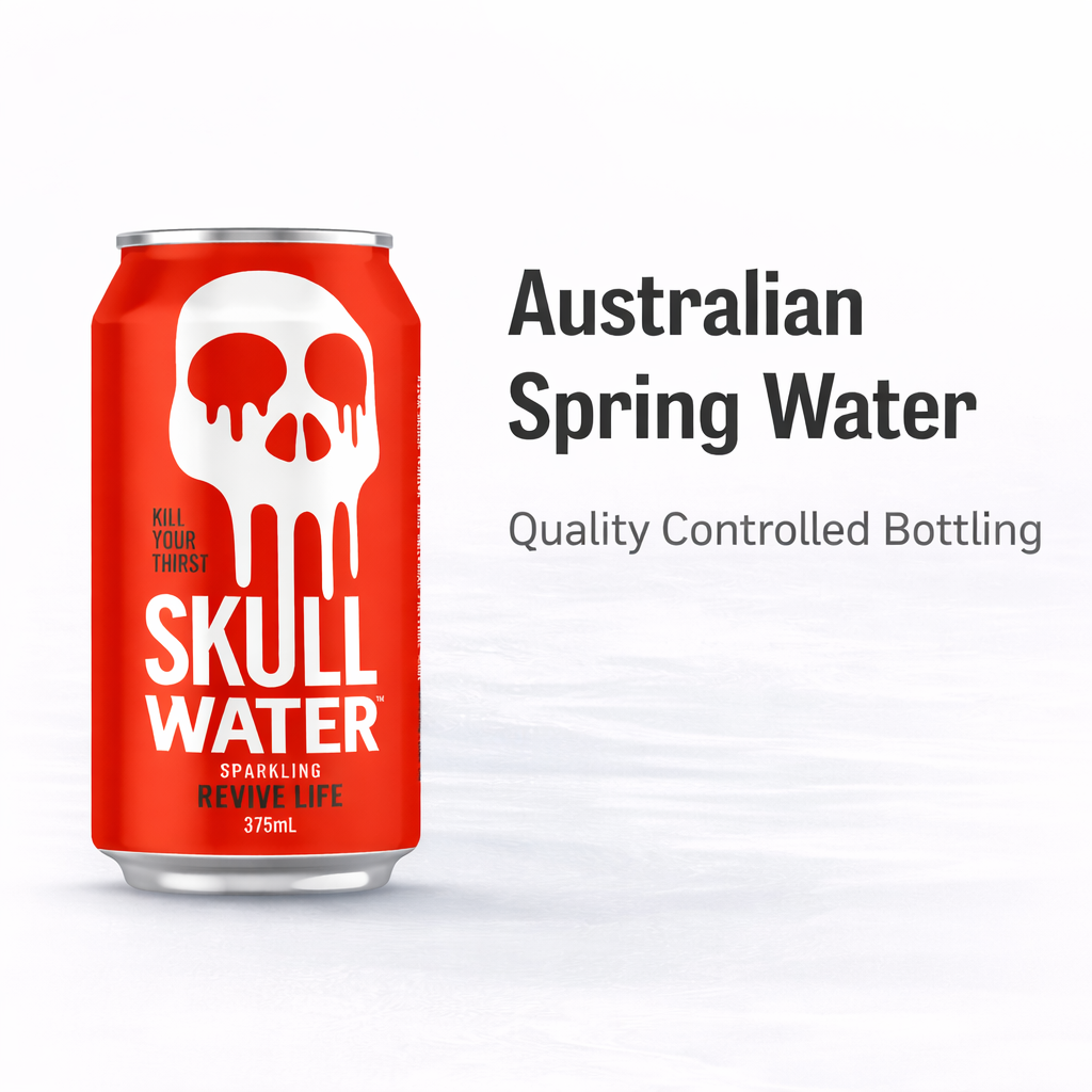 Skull Water sparkling Australian spring water bottled under quality controlled conditions