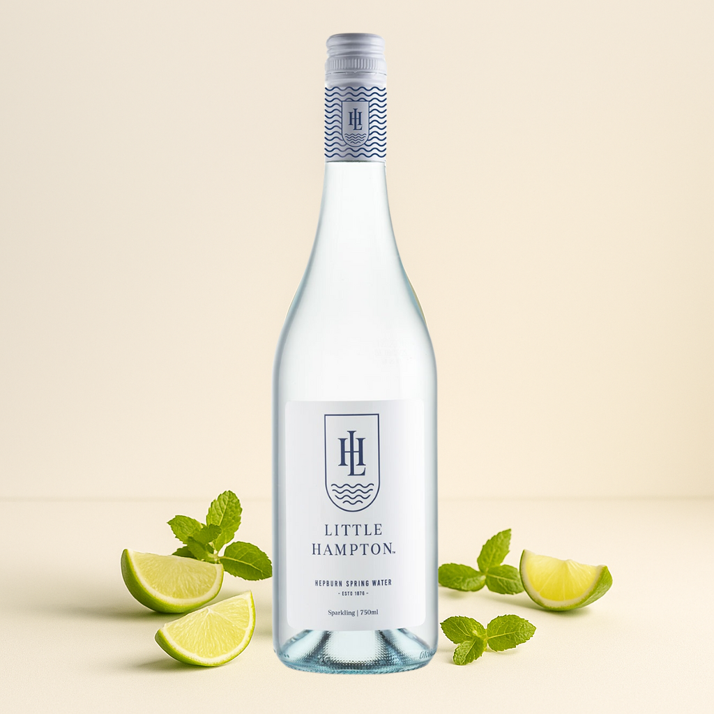 Little Hampton Sparkling Spring Water 750mL premium glass bottle with elegant label