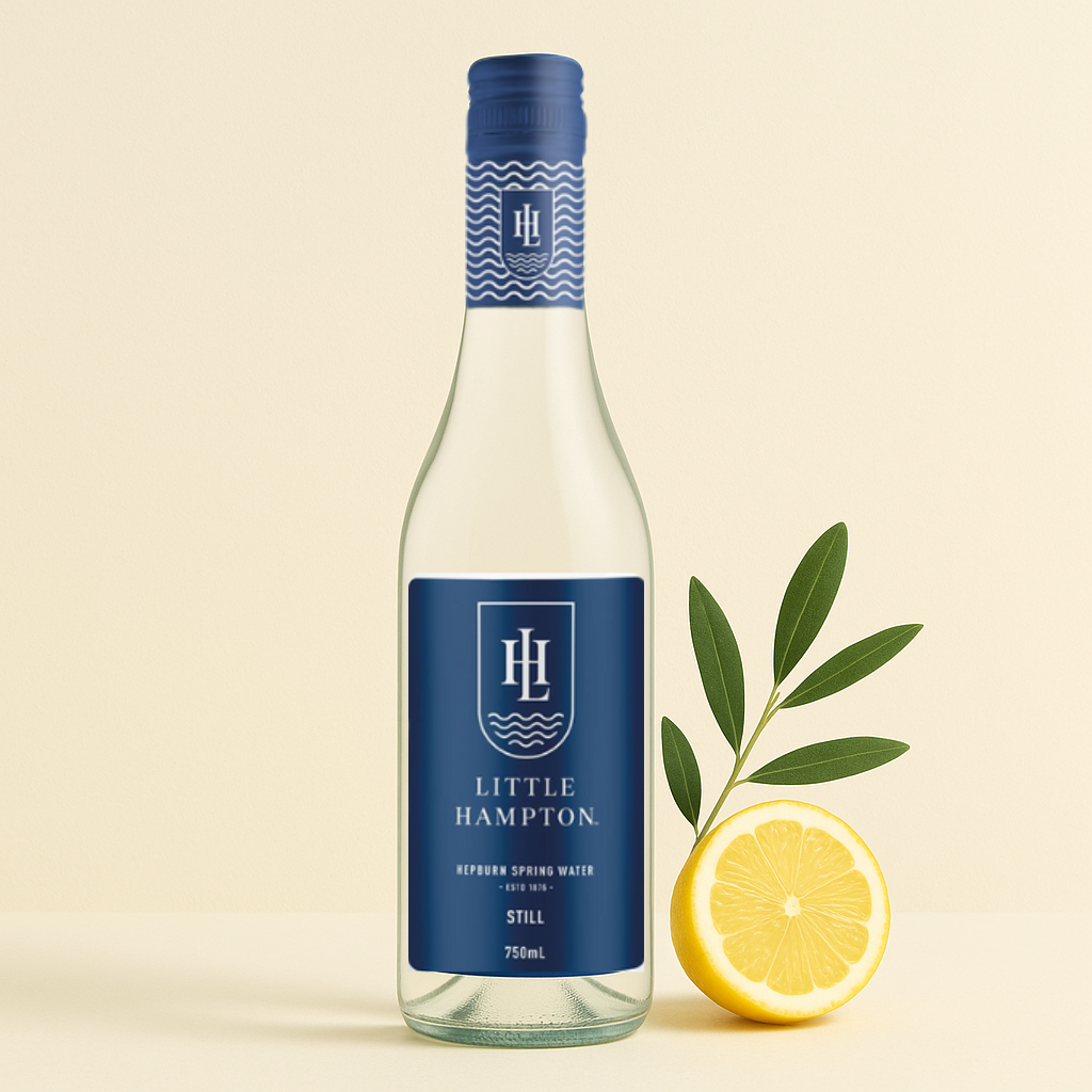 Little Hampton Still Spring Water 750mL premium glass bottle with elegant minimalist labe