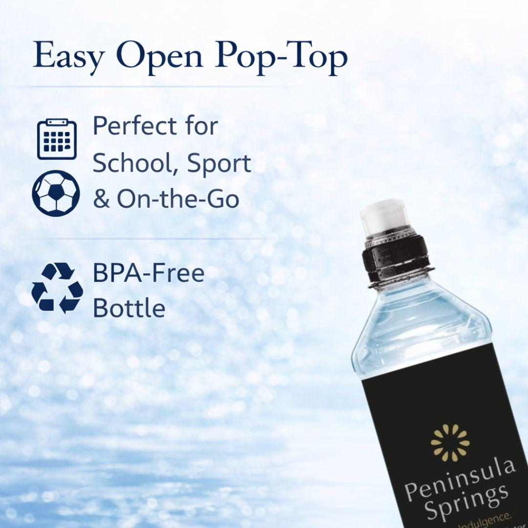 Peninsula Springs easy open pop-top water bottle lid BPA-free and convenient for school and sport