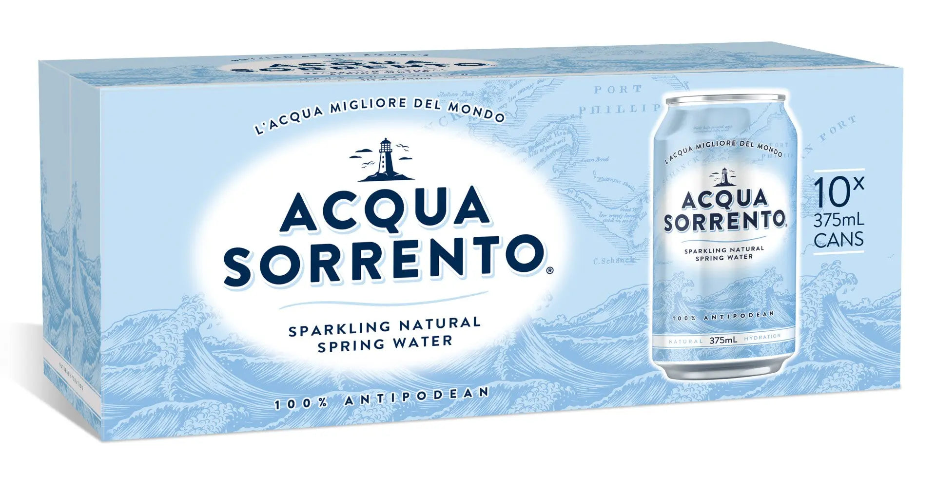 Acqua Sorrento Lightly Sparkling Water 375 mL × 10 Cans Aqua Works
