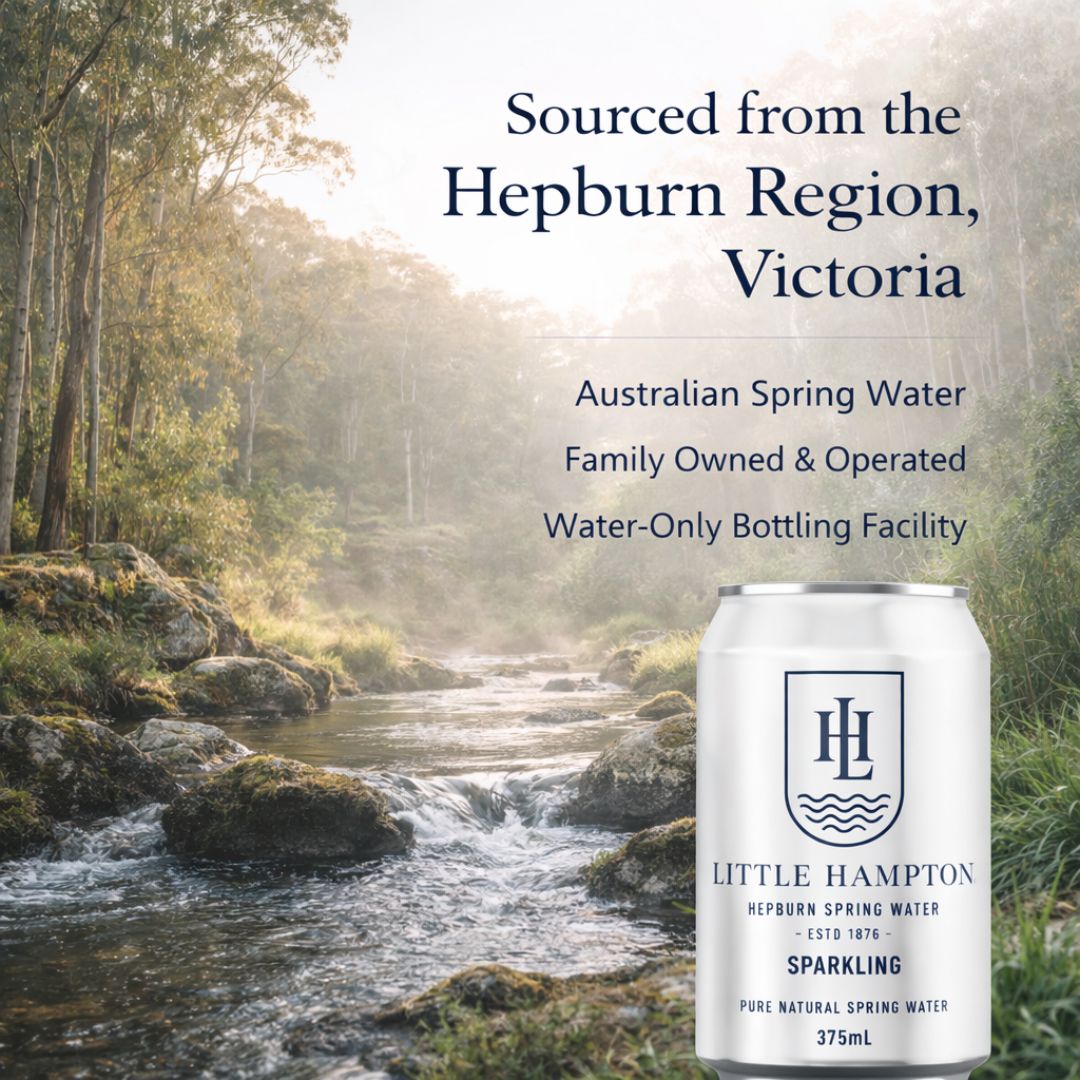 Little Hampton sparkling spring water sourced from Hepburn Region Victoria