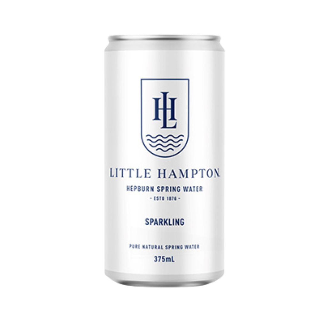 Little Hampton sparkling spring water 375mL aluminium can premium Australian spring water on white background
