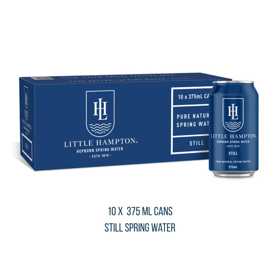 Little Hampton still spring water 375mL aluminium can with carton packaging