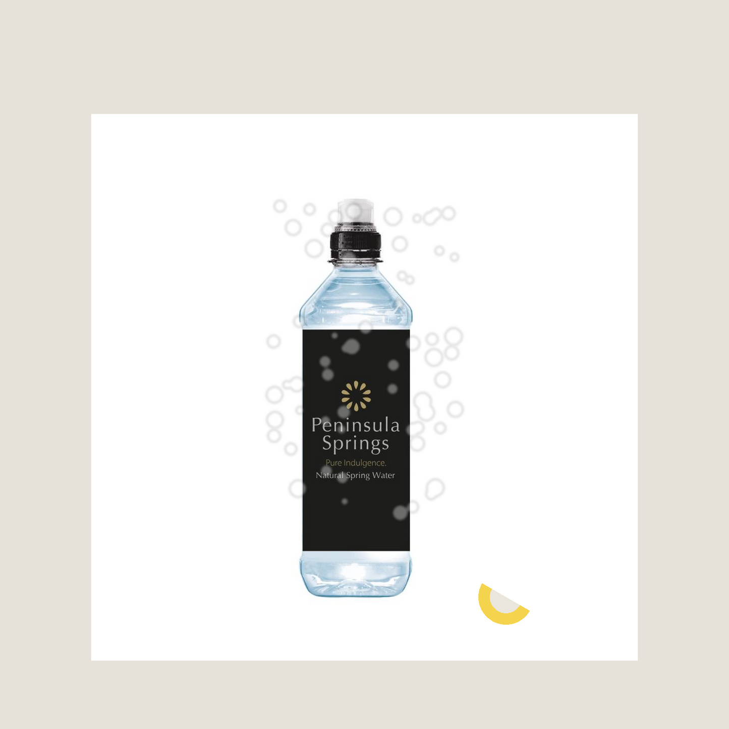 "Peninsula Springs Still Water 600mL BPA-free pop top bottles in cold lifestyle setting showing convenient one-hand opening