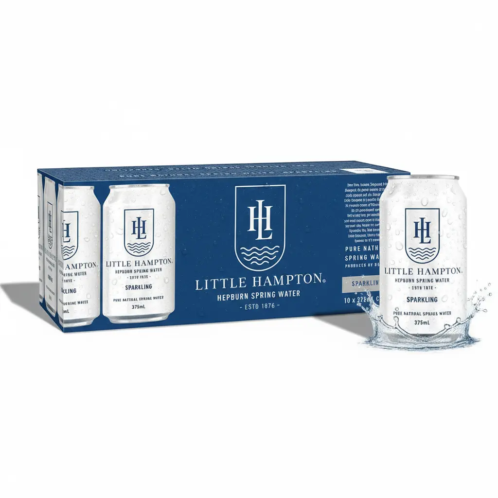 Little Hampton Sparkling Spring Water 375ml × 10 cans with premium packaging box